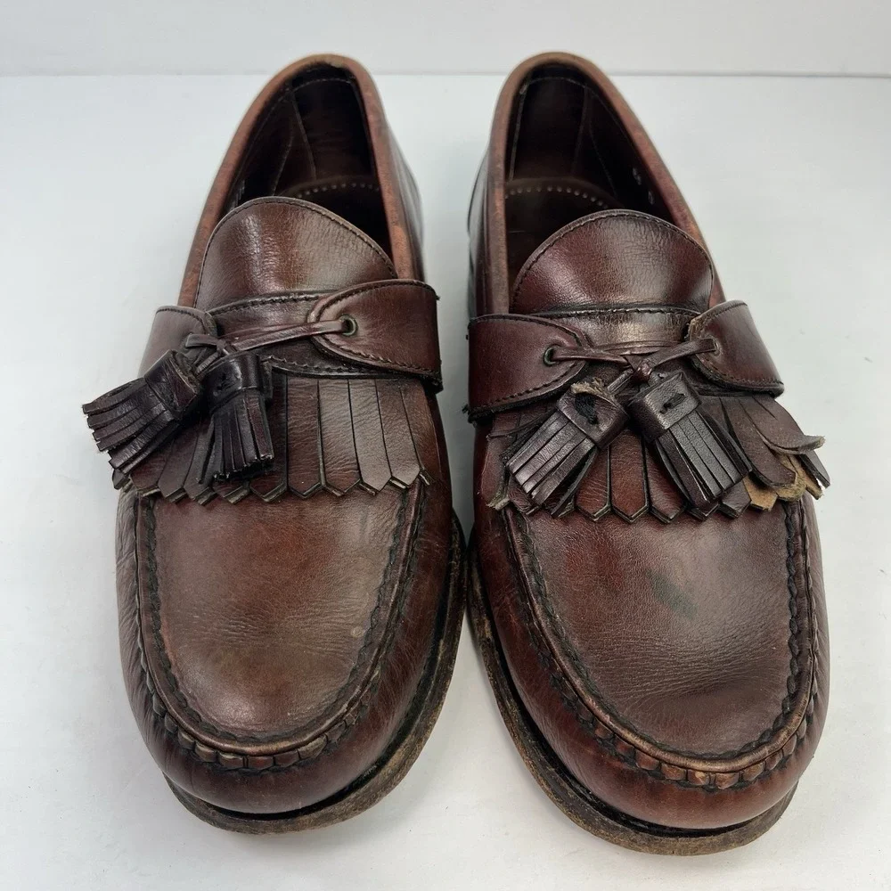 Allen Edmonds Enfield Brown Leather Kiltie Tassel Loafers Slip On Size 8.5D